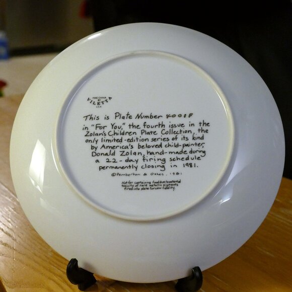 Viletta China Collector's Plate "FOR YOU" By Donald Zolan. - Picture 3 of 6